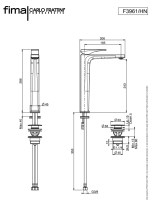 MEDIDAS MONOMANDO LAVABO ALTO ZETA FIMA-CARLO FRATTINI